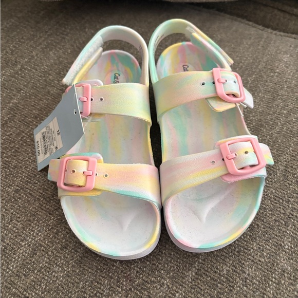 Carter's Other - Carter's Pastel Rainbow Kids Sandals with Pink Buckles
